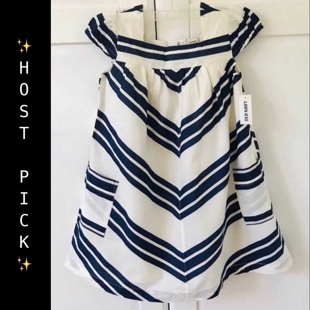 ✨# 3 for $30✨ HP✨ NEW Navy & Ivory Cotton Dress 5T